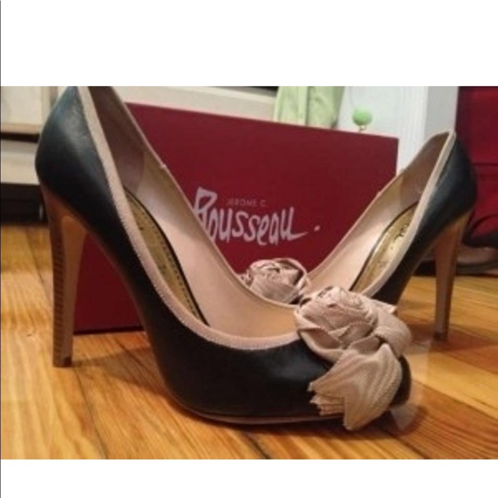 Jerome C. Rousseau Black Rose Pumps - size 39